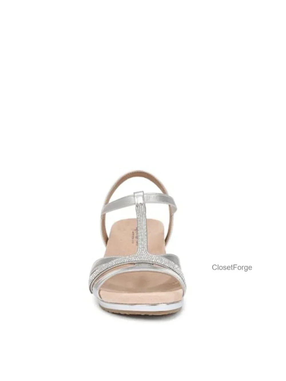Women's Wedge Sandals with Rhinestone Straps, Cushioned Footbed, Slip-On